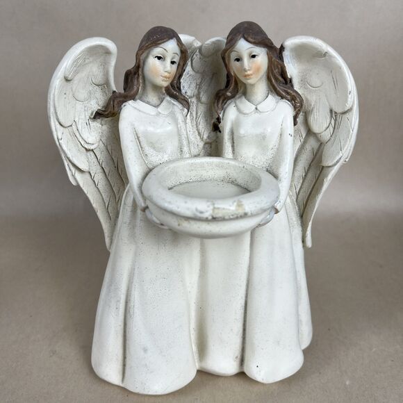VTG Angels Inspirational Figurine Tealight CandleHolder 7" Guardian Angels Decor - Picture 1 of 9